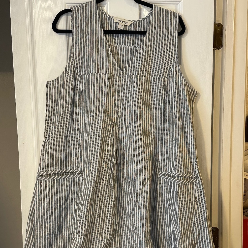 Coldwater Creek New Black & Ivory V-Neck Sleeveless Dress XL